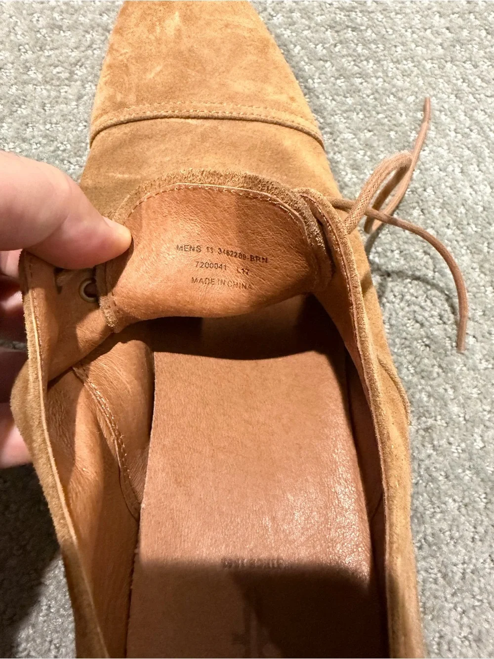 Frye Men’s Suede Cap-Toe Derby in Cognac